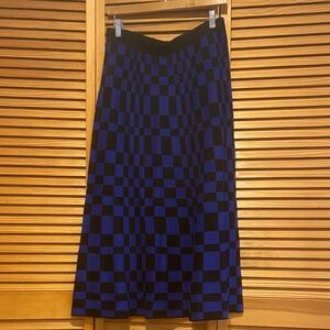 Stylish Knit Royal Blue and Black (irregular) Checkered Skirt L/XL